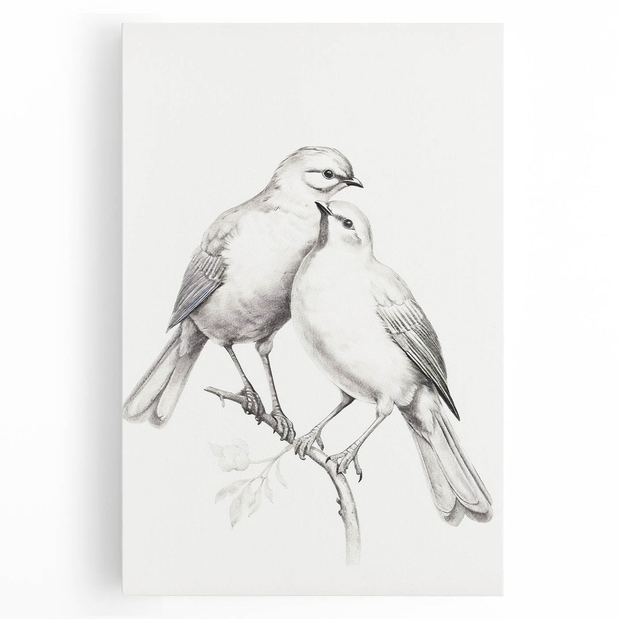 Minimalist Bird Sketch – Elegant Pencil Drawing of Two Birds on a Branch