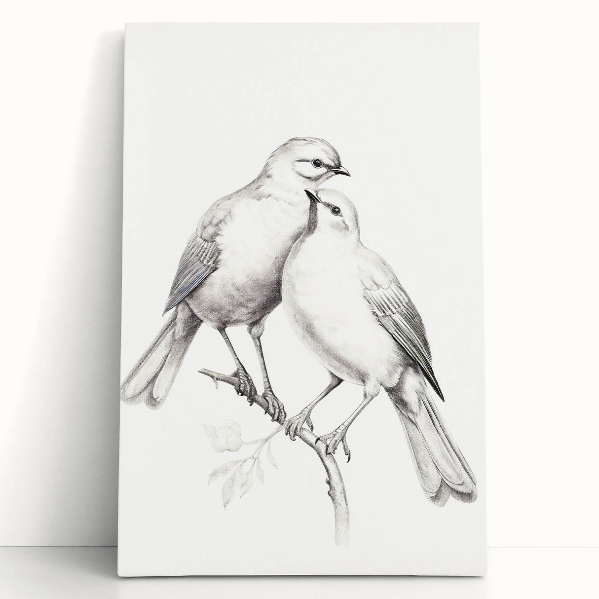 Minimalist Bird Sketch – Elegant Pencil Drawing of Two Birds on a Branch