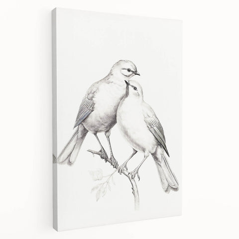 Minimalist Bird Sketch – Elegant Pencil Drawing of Two Birds on a Branch