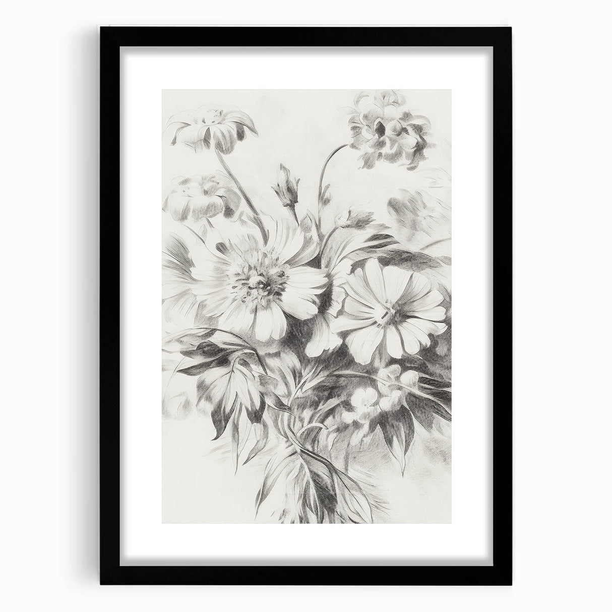 Minimalist Floral Art – Delicate Pencil Sketch of Flowers