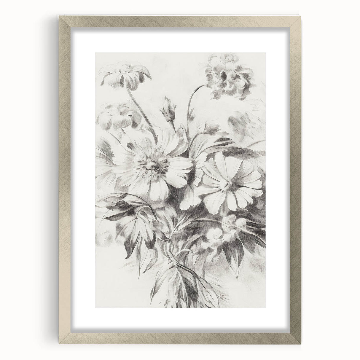 Minimalist Floral Art – Delicate Pencil Sketch of Flowers