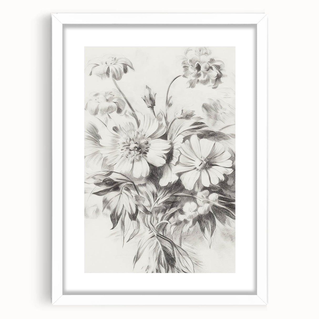 Minimalist Floral Art – Delicate Pencil Sketch of Flowers