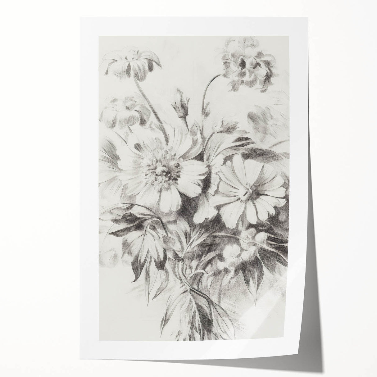 Minimalist Floral Art – Delicate Pencil Sketch of Flowers