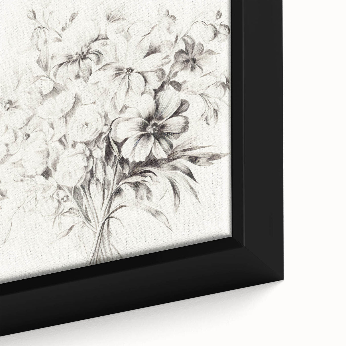 Minimalist Floral Sketch Wall Art – Black and White Flower Bouquet Design