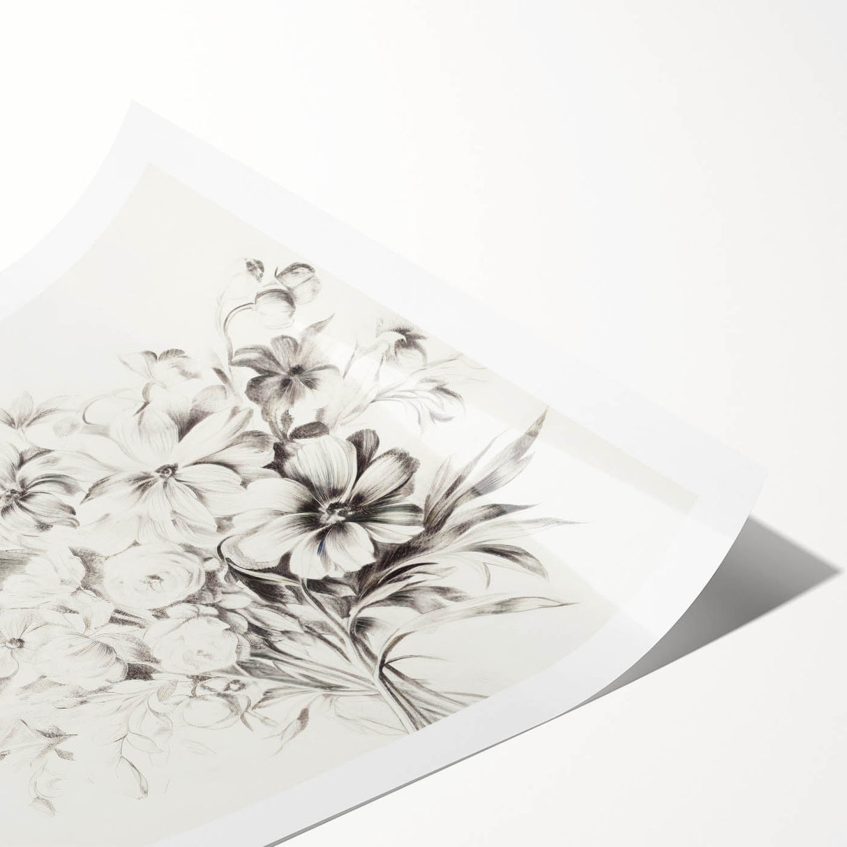 Minimalist Floral Sketch Wall Art – Black and White Flower Bouquet Design