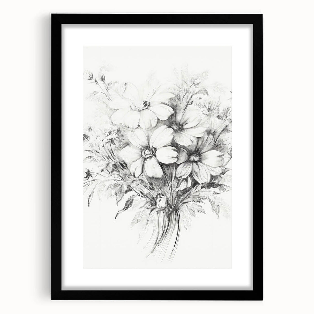 Minimalist Floral Sketch – Detailed Pencil Drawing of Flowers