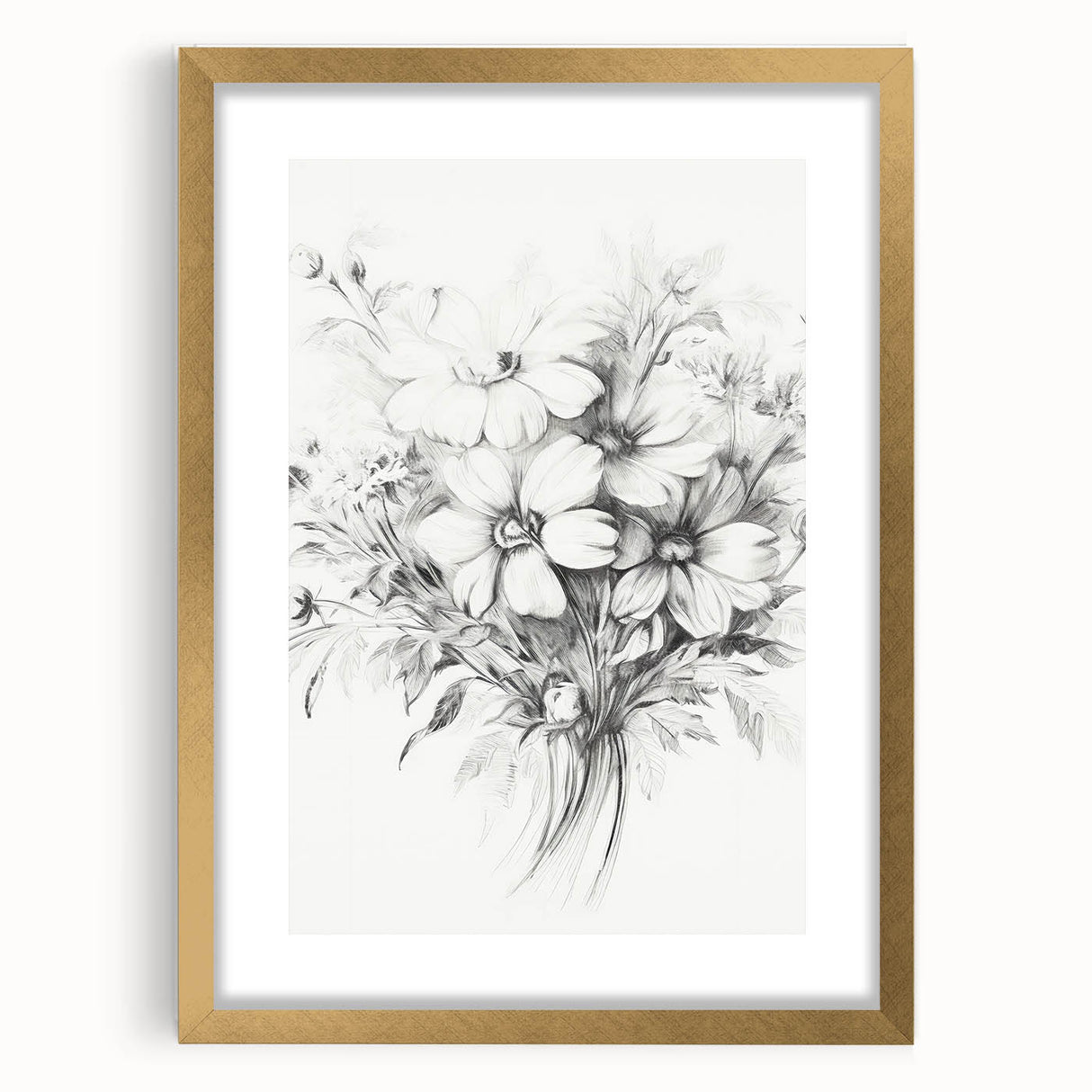 Minimalist Floral Sketch – Detailed Pencil Drawing of Flowers