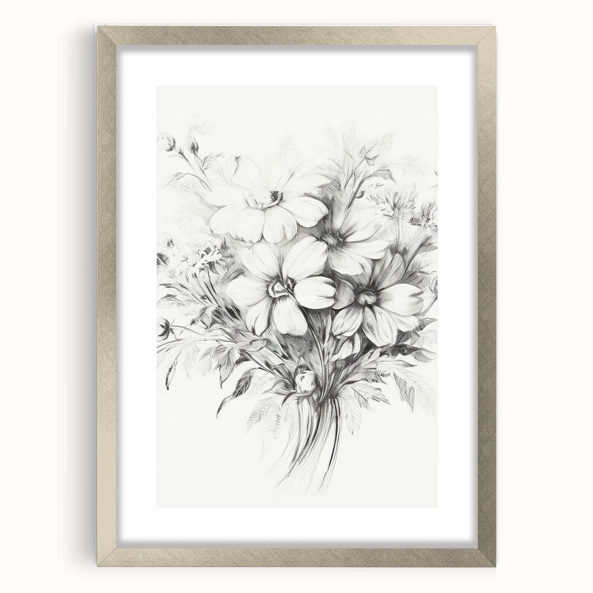 Minimalist Floral Sketch – Detailed Pencil Drawing of Flowers