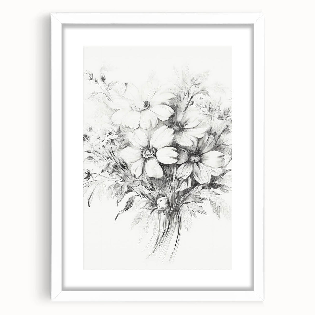 Minimalist Floral Sketch – Detailed Pencil Drawing of Flowers
