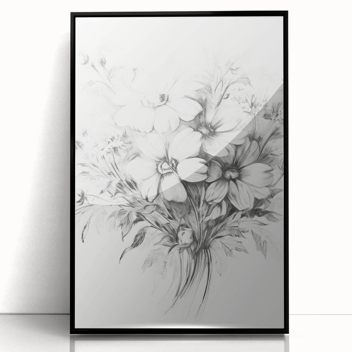 Minimalist Floral Sketch – Detailed Pencil Drawing of Flowers
