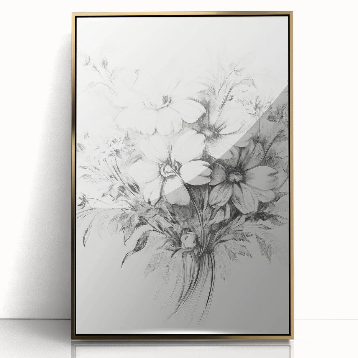 Minimalist Floral Sketch – Detailed Pencil Drawing of Flowers