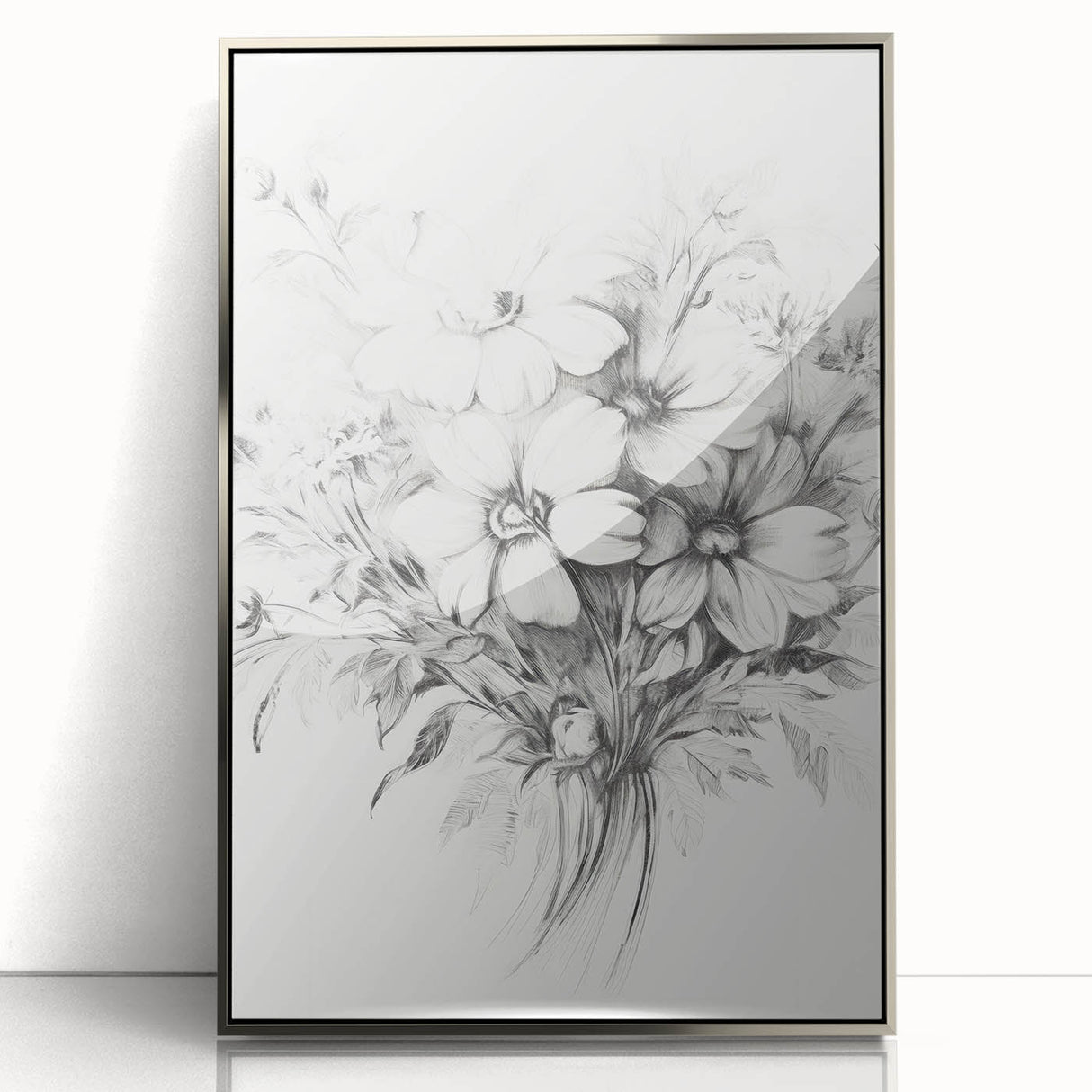 Minimalist Floral Sketch – Detailed Pencil Drawing of Flowers