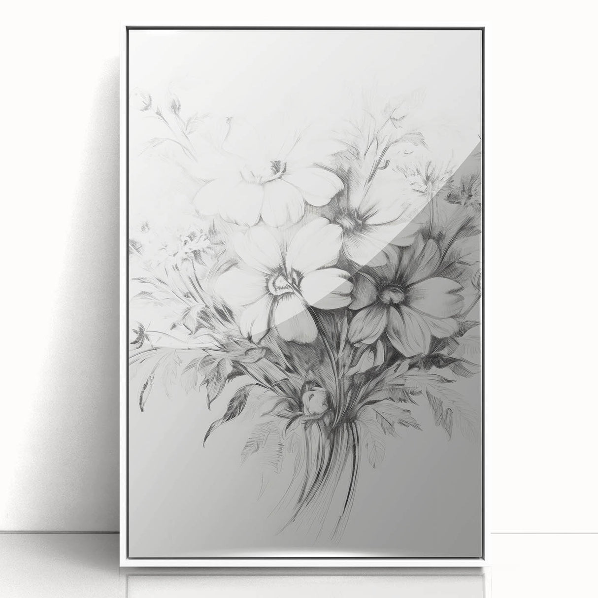 Minimalist Floral Sketch – Detailed Pencil Drawing of Flowers