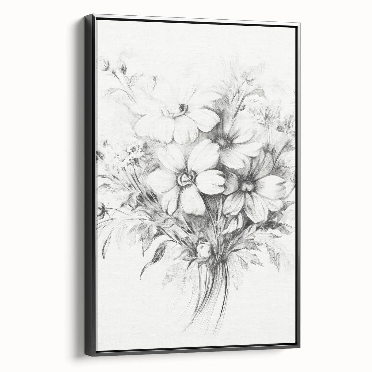 Minimalist Floral Sketch – Detailed Pencil Drawing of Flowers