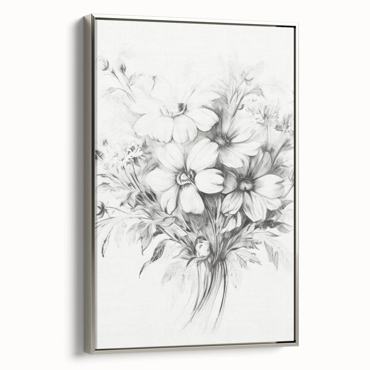 Minimalist Floral Sketch – Detailed Pencil Drawing of Flowers