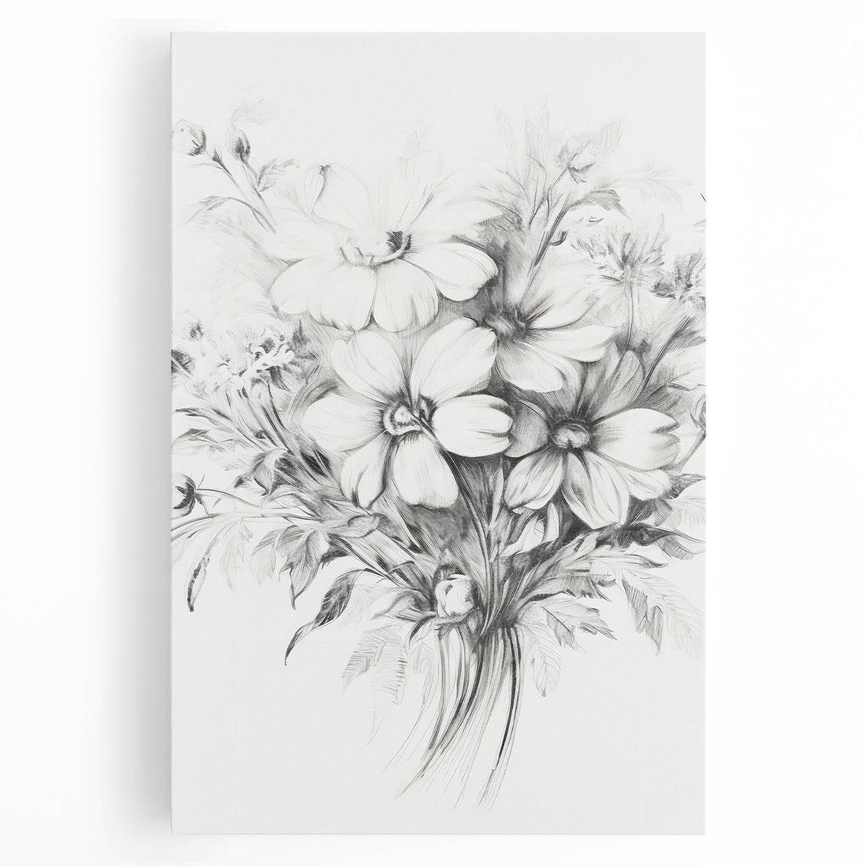 Minimalist Floral Sketch – Detailed Pencil Drawing of Flowers