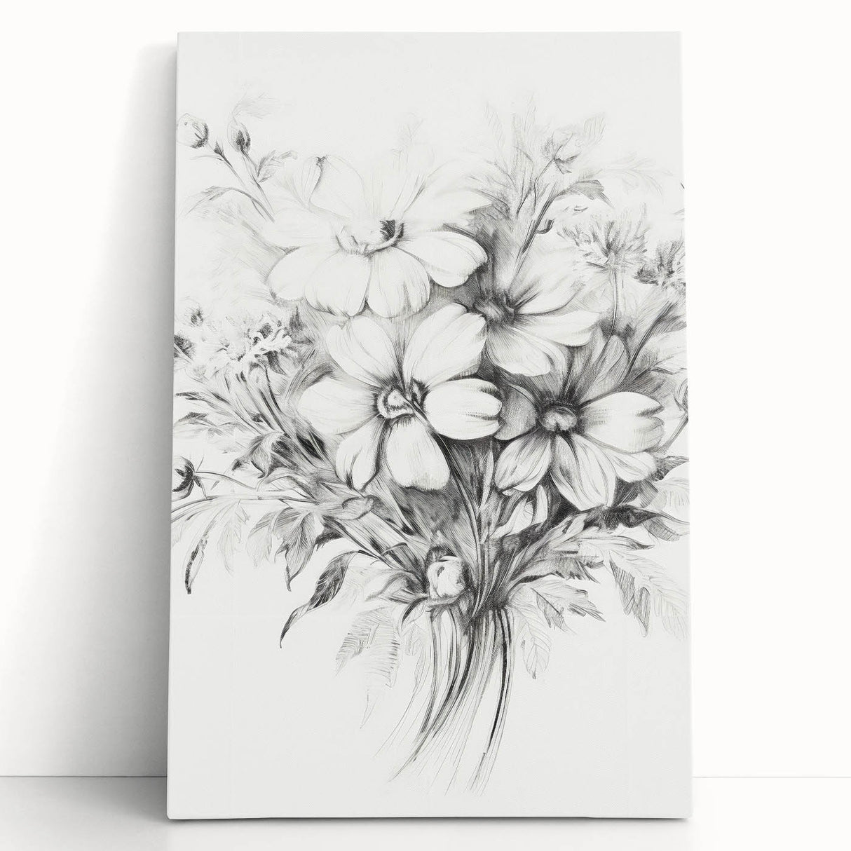 Minimalist Floral Sketch – Detailed Pencil Drawing of Flowers