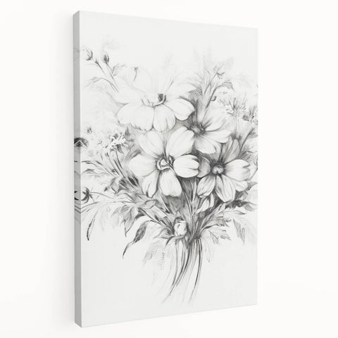 Minimalist Floral Sketch – Detailed Pencil Drawing of Flowers