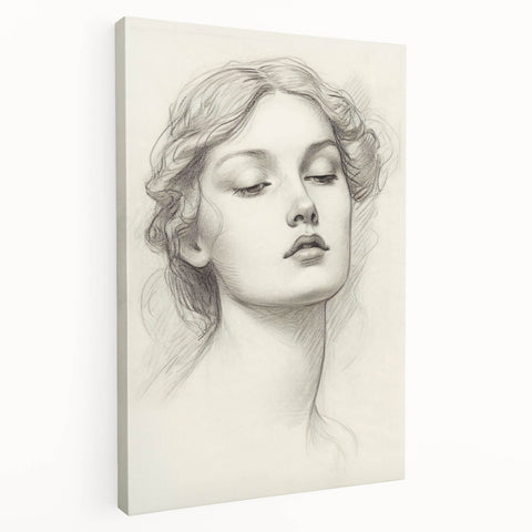 Minimalist Portrait Art – Elegant Pencil Drawing of a Woman