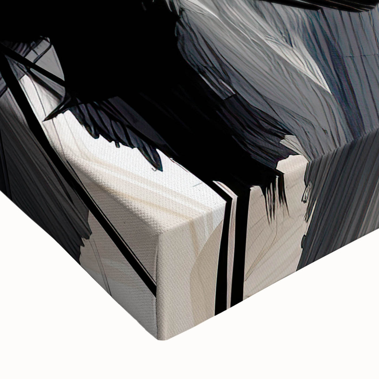 Abstract Minimalist Wall Art – Dynamic Beige and Black Brushstroke Design