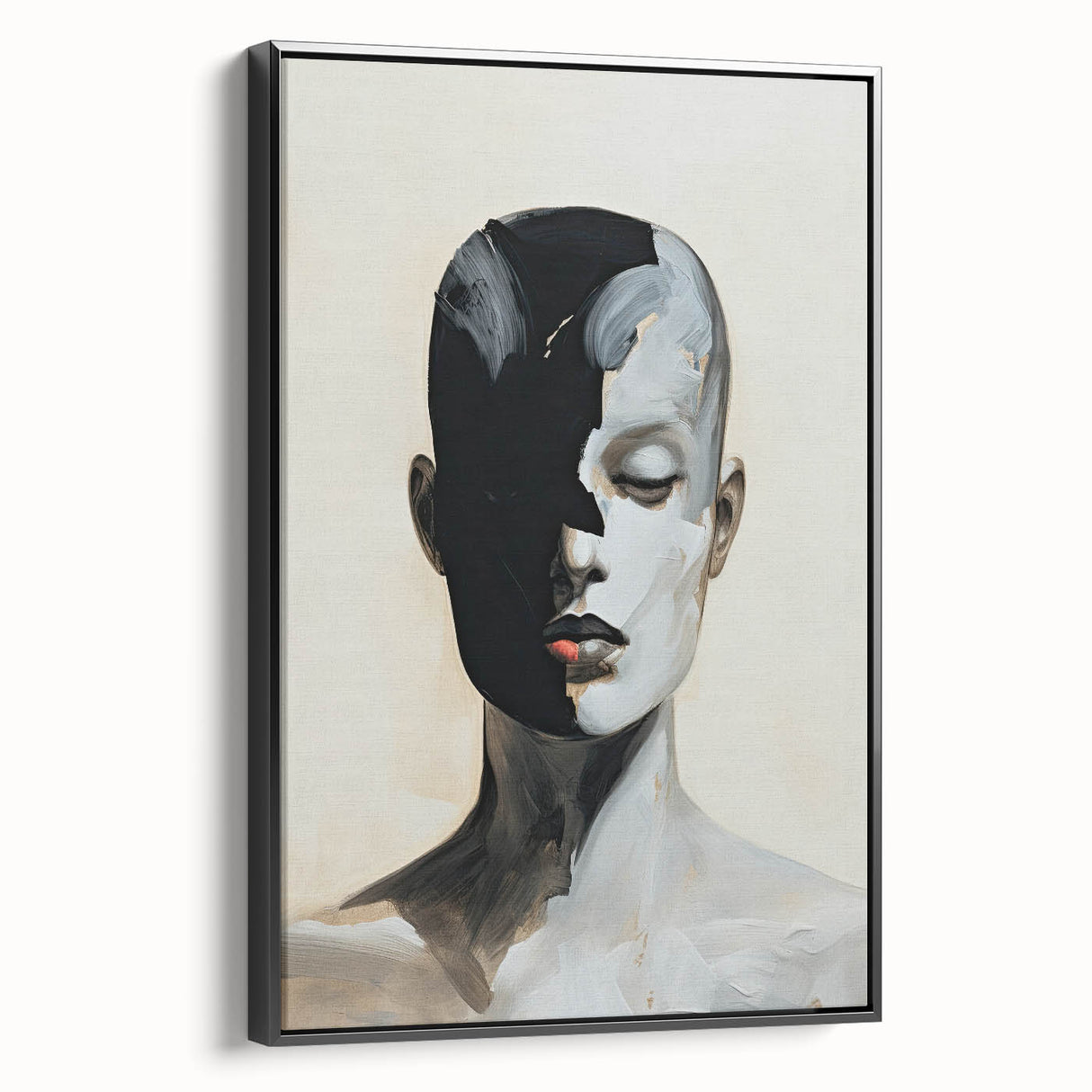 Abstract Minimalist Wall Art - Black and White Portrait in Modern Style
