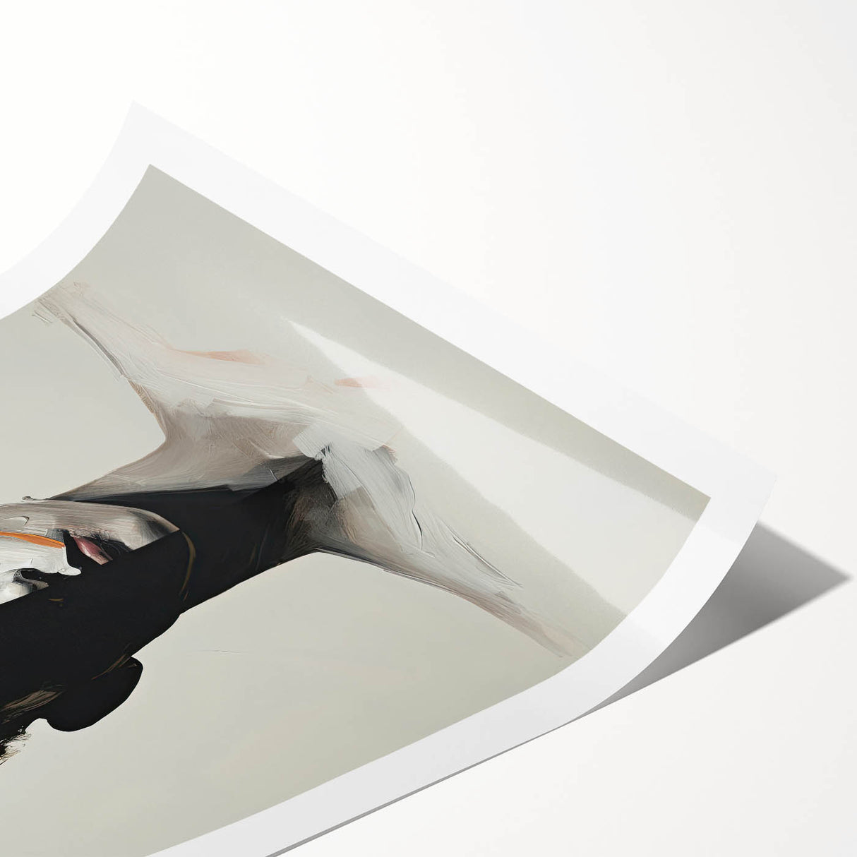 Abstract Minimalist Wall Art - Bold Black and White Portrait with Brushstrokes