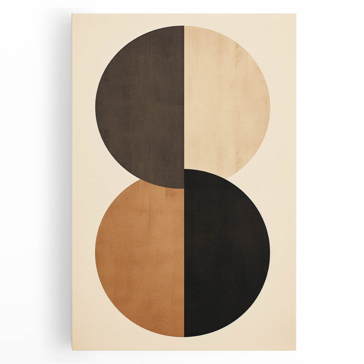 Geometric Minimalist Wall Art - Dual Circle Design in Earth Tones