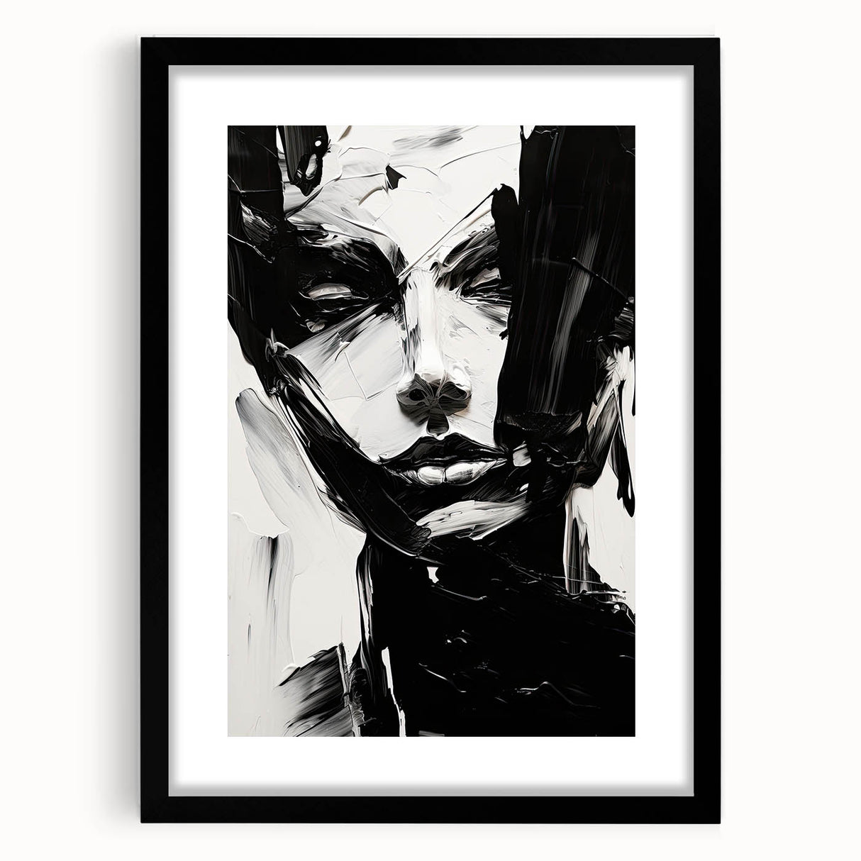 Bold Minimalist Portrait Wall Art - Black and White Abstract Expression