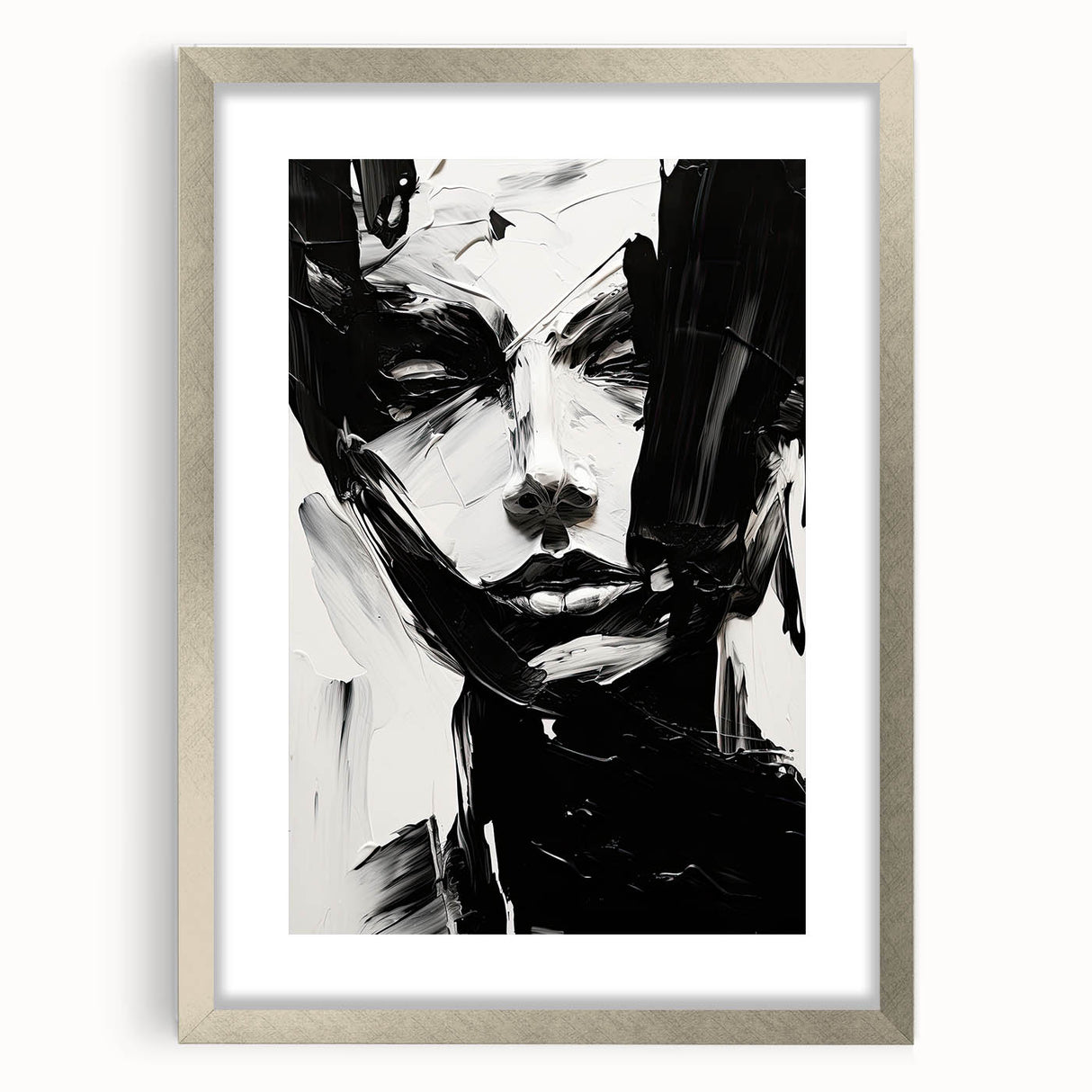 Bold Minimalist Portrait Wall Art - Black and White Abstract Expression