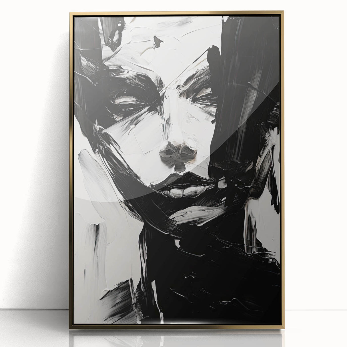 Bold Minimalist Portrait Wall Art - Black and White Abstract Expression