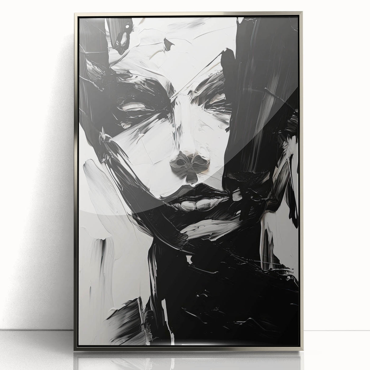 Bold Minimalist Portrait Wall Art - Black and White Abstract Expression