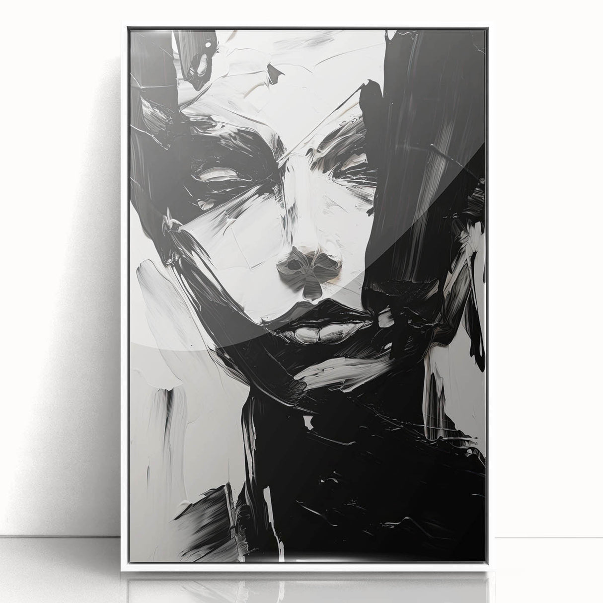 Bold Minimalist Portrait Wall Art - Black and White Abstract Expression