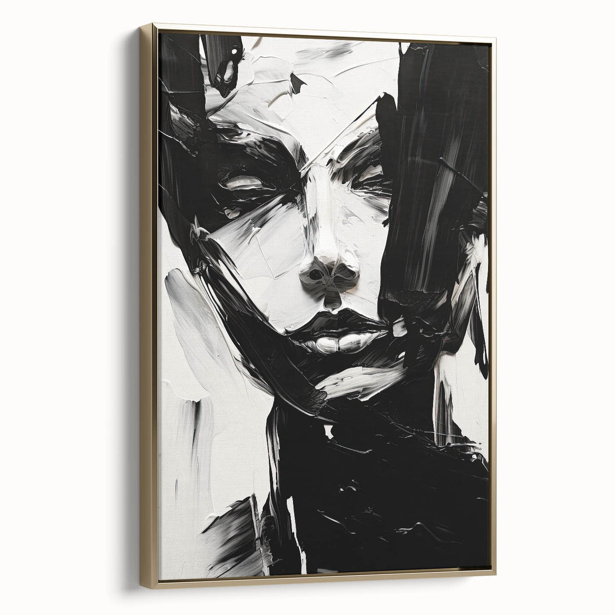 Bold Minimalist Portrait Wall Art - Black and White Abstract Expression