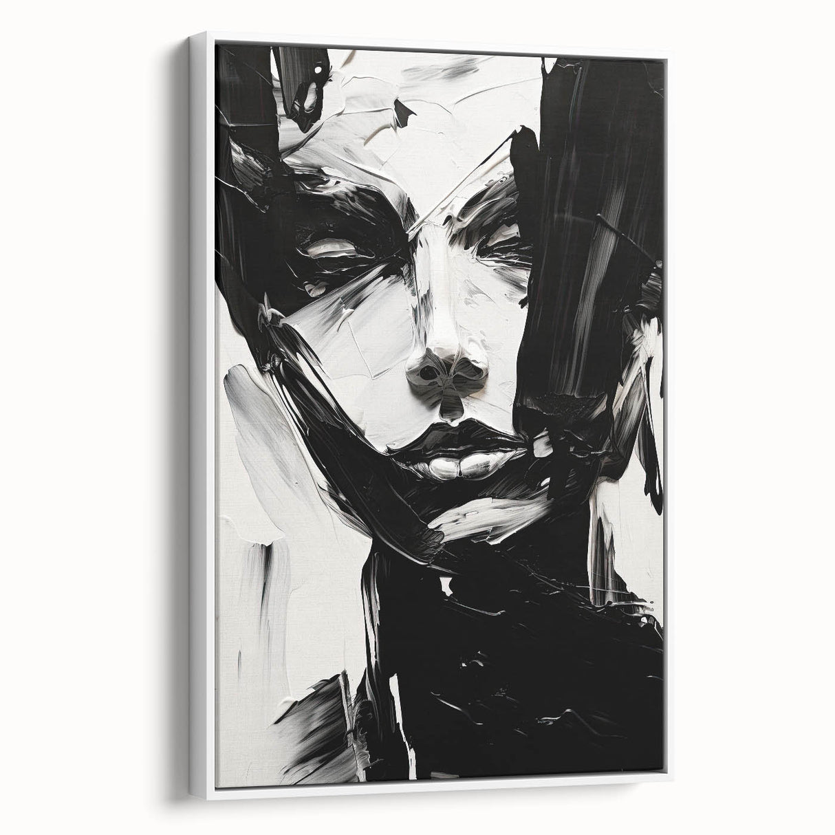 Bold Minimalist Portrait Wall Art - Black and White Abstract Expression