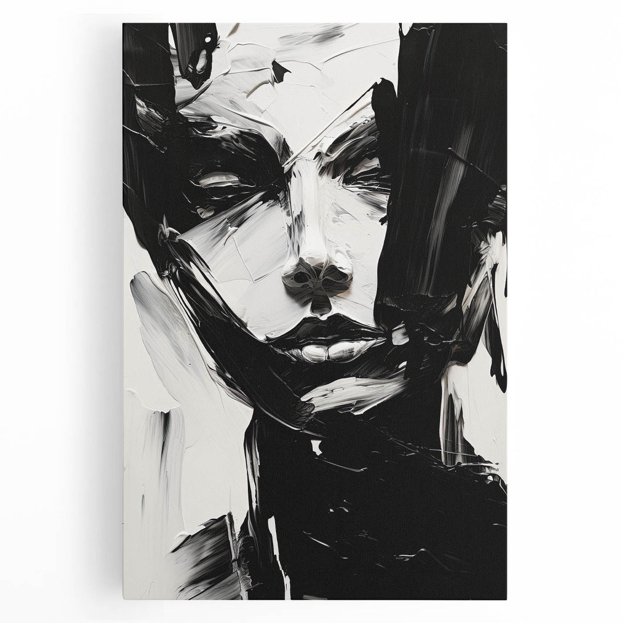 Bold Minimalist Portrait Wall Art - Black and White Abstract Expression