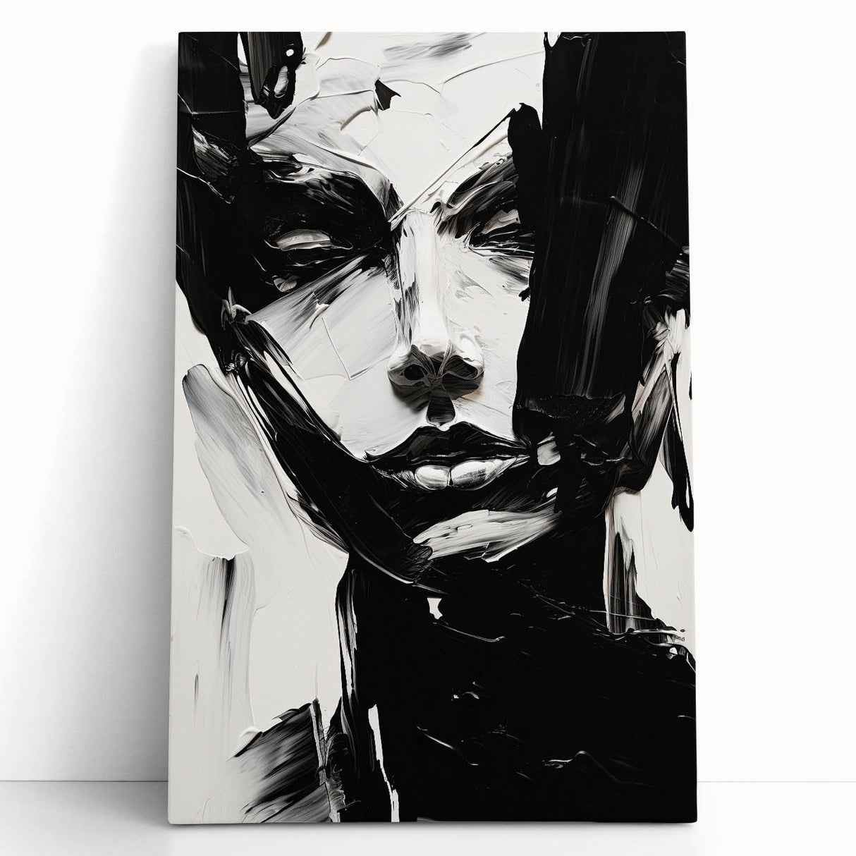 Bold Minimalist Portrait Wall Art - Black and White Abstract Expression