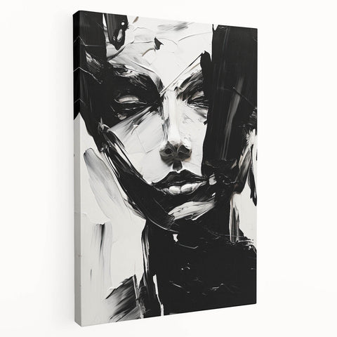 Bold Minimalist Portrait Wall Art - Black and White Abstract Expression