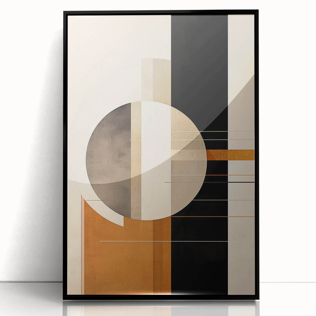 Geometric Minimalist Wall Art - Bold Circle and Line Design in Earth Tones