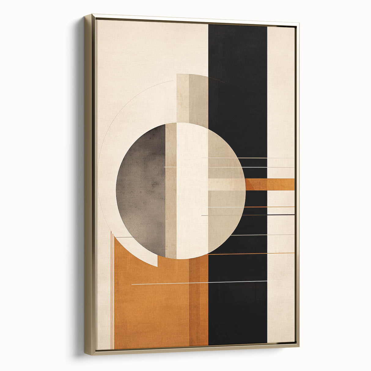 Geometric Minimalist Wall Art - Bold Circle and Line Design in Earth Tones