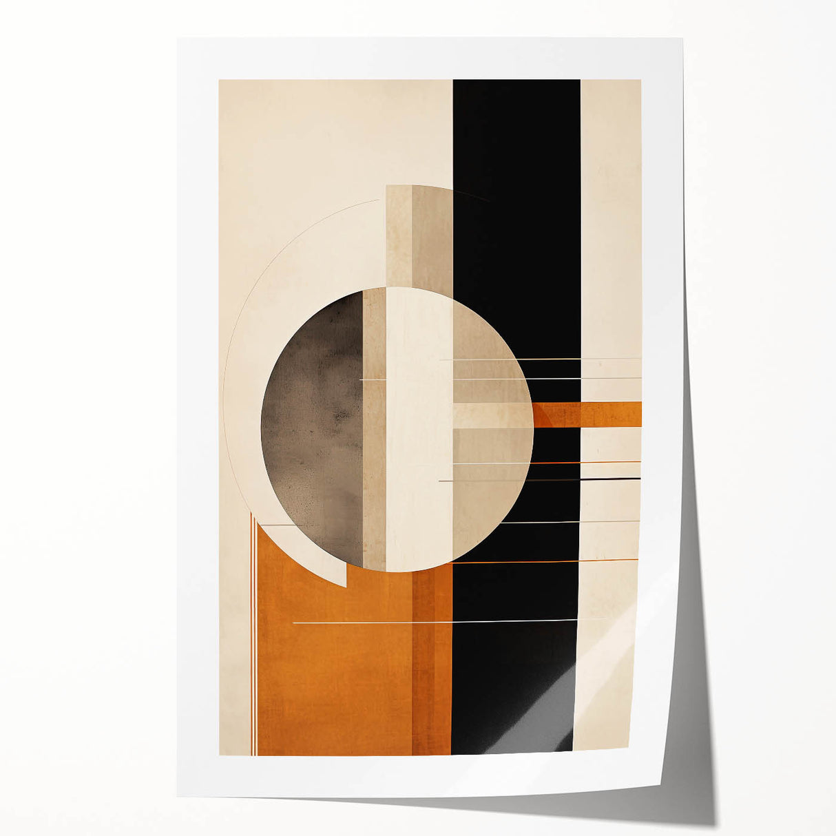 Geometric Minimalist Wall Art - Bold Circle and Line Design in Earth Tones