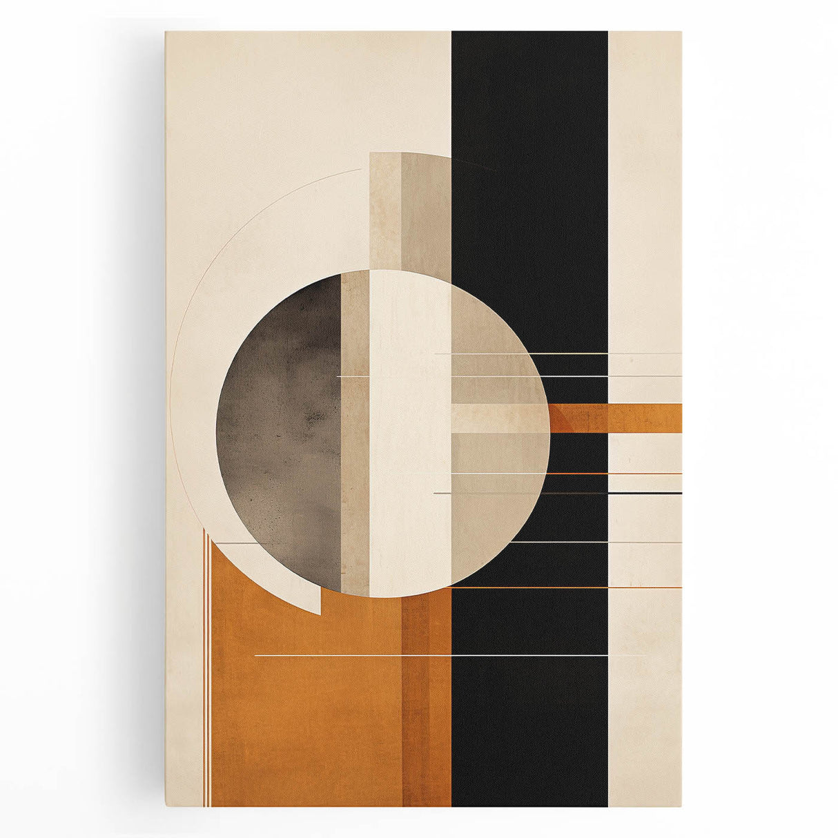 Geometric Minimalist Wall Art - Bold Circle and Line Design in Earth Tones