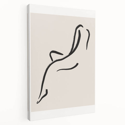 Minimalist Line Art Wall Print - Elegant Abstract Figure in Black