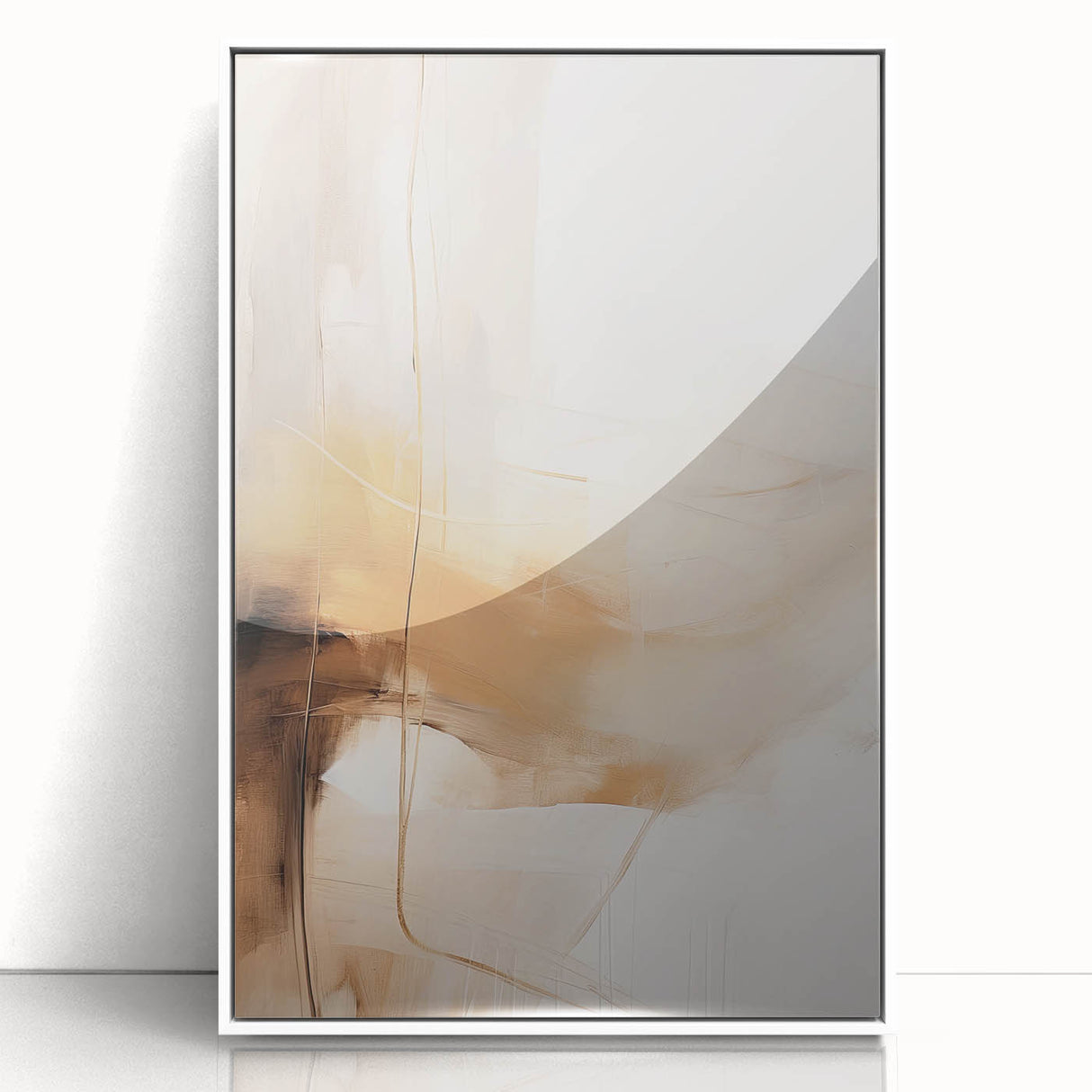 Minimalist Wall Art – Abstract Beige and White Artwork for Modern Spaces