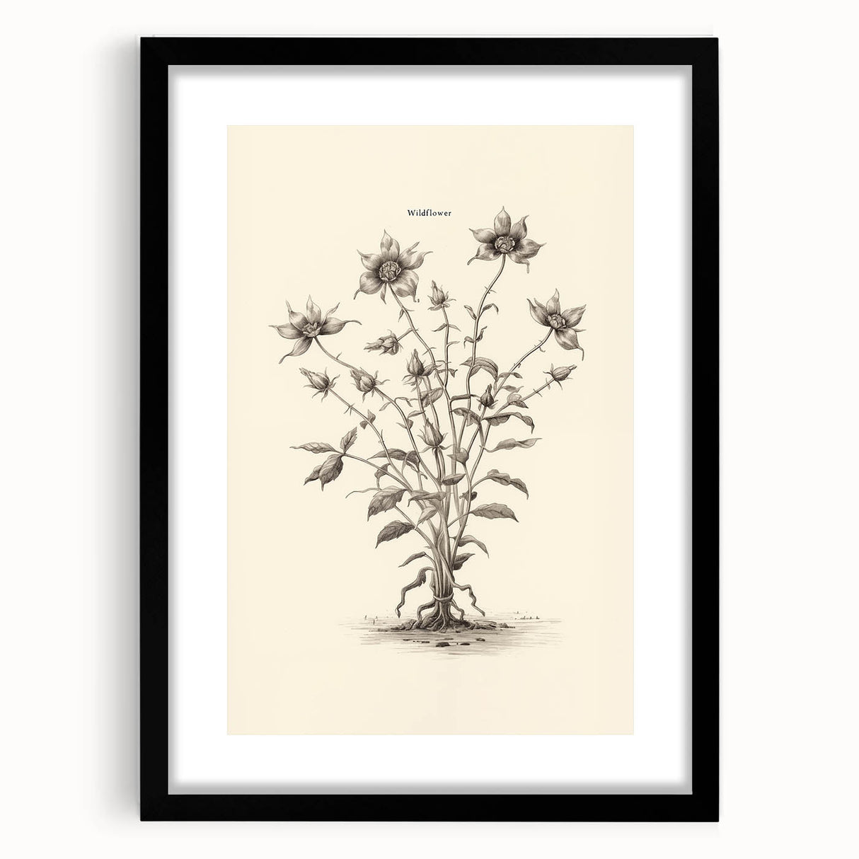 Minimalist Wall Art – Botanical Wildflower Sketch for Simple Home Decor
