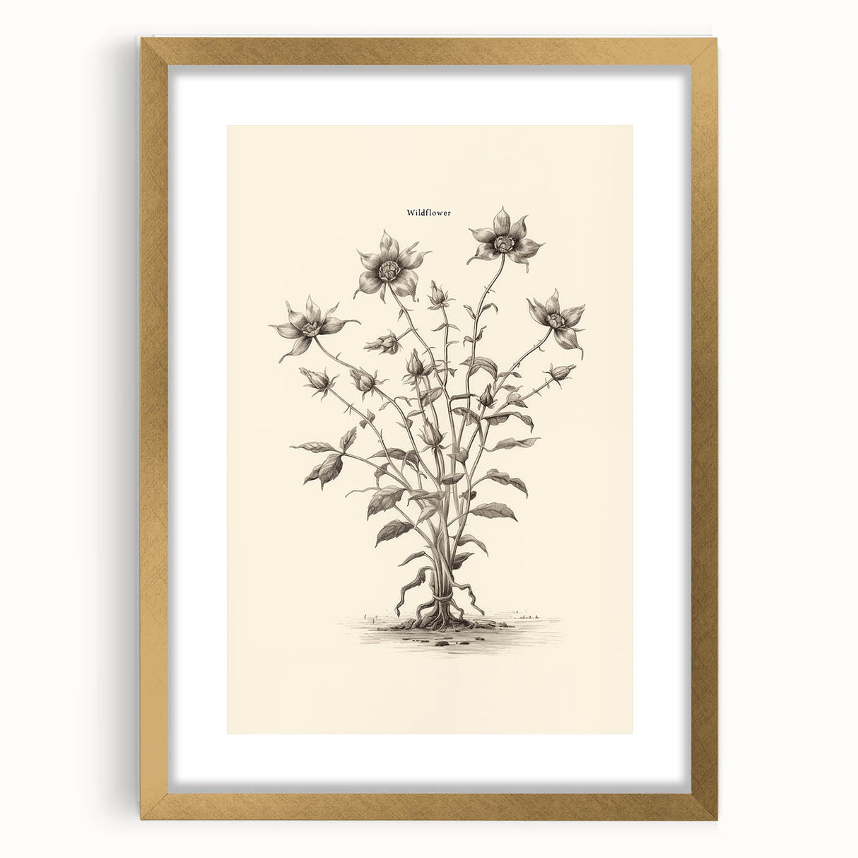 Minimalist Wall Art – Botanical Wildflower Sketch for Simple Home Decor