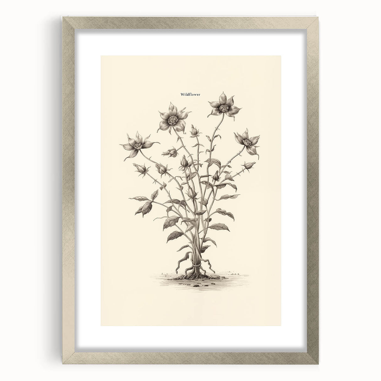 Minimalist Wall Art – Botanical Wildflower Sketch for Simple Home Decor
