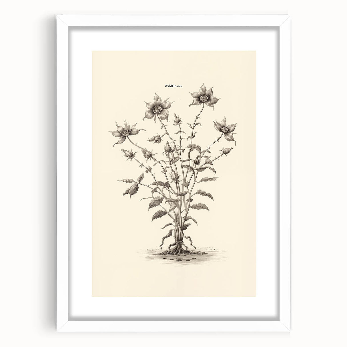 Minimalist Wall Art – Botanical Wildflower Sketch for Simple Home Decor