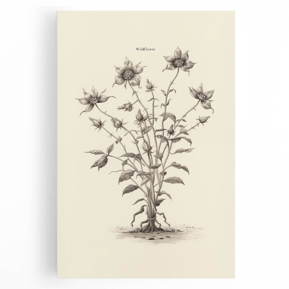 Minimalist Wall Art – Botanical Wildflower Sketch for Simple Home Decor