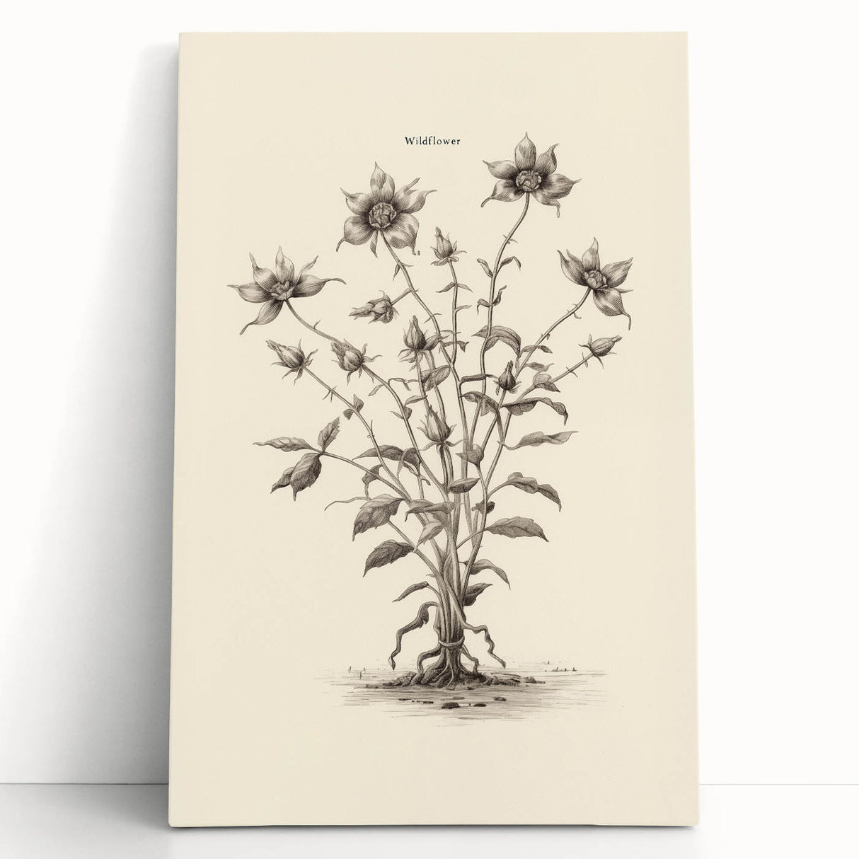 Minimalist Wall Art – Botanical Wildflower Sketch for Simple Home Decor