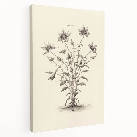 Minimalist Wall Art – Botanical Wildflower Sketch for Simple Home Decor
